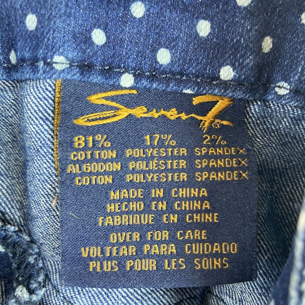 Seven7 Shorts Polka Dot Denim Blue Cotton Stretch Classic Womens 8 - Picture 7 of 8
